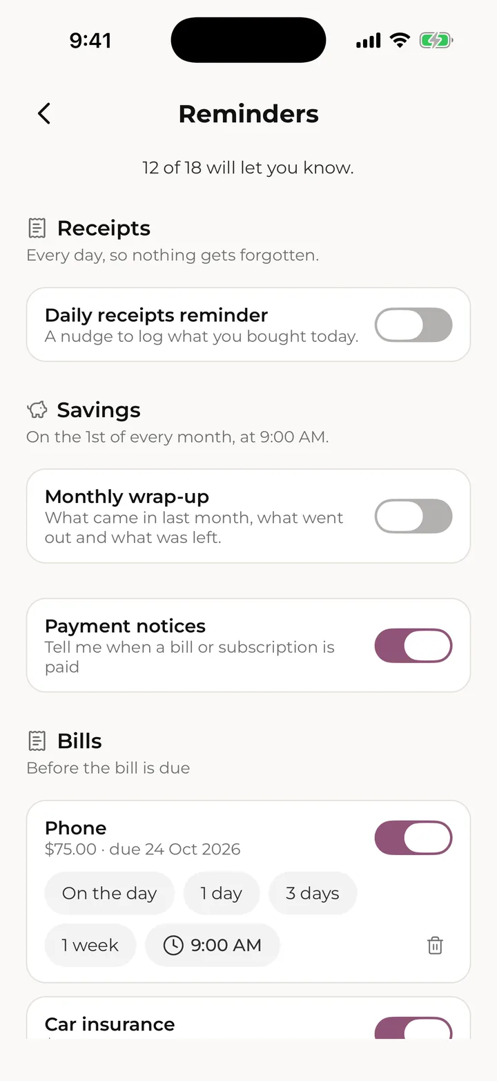 All your reminders in one place.