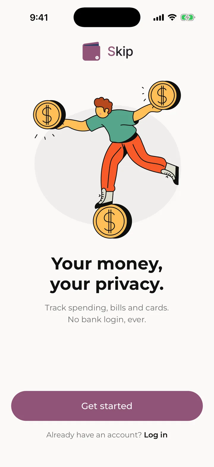 The Welcome screen, where you start.